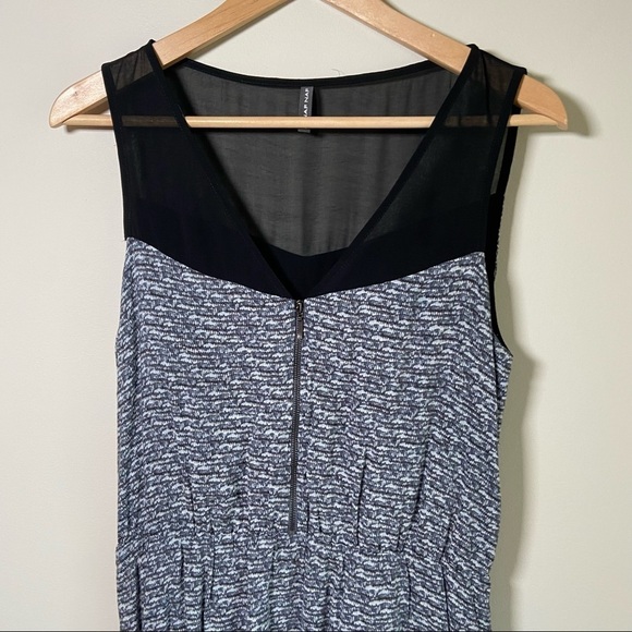 NAF NAF Viscose Sheer Shoulder Fit and  Flare Dress Gray Black Size Small - Picture 7 of 7